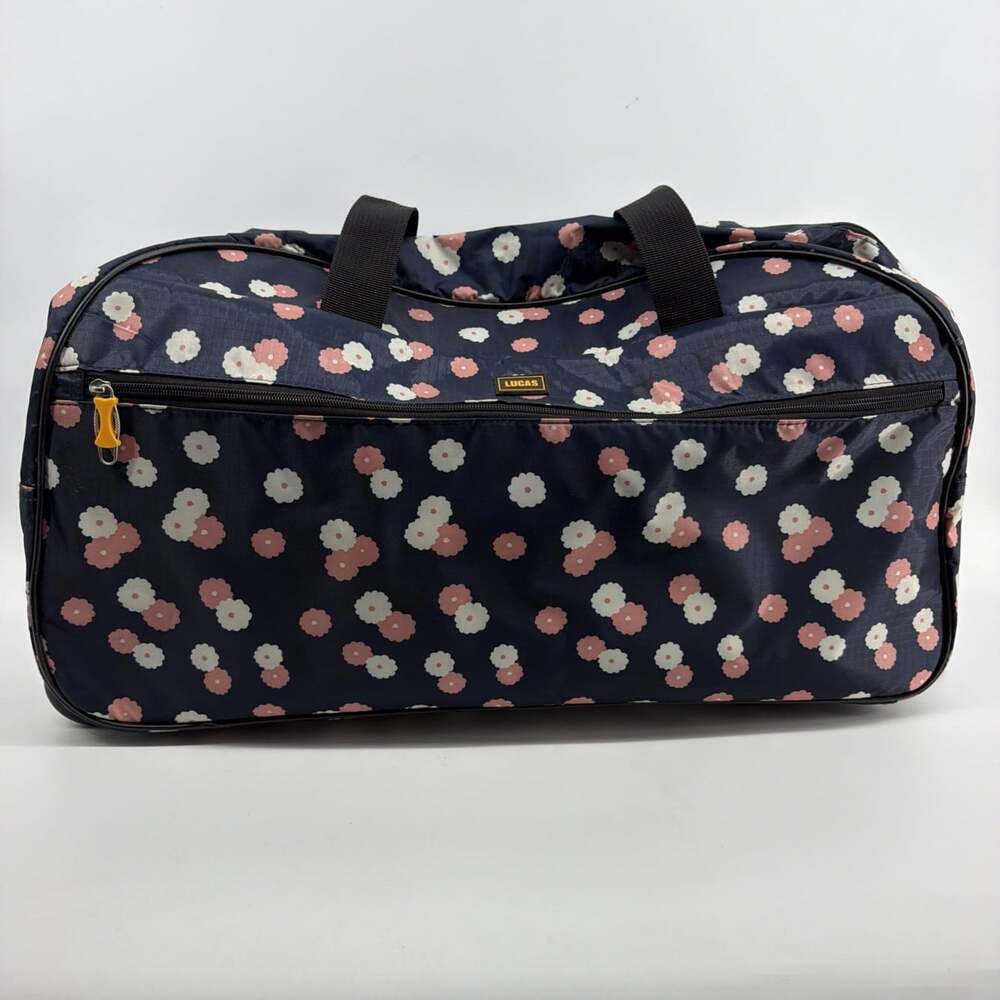 Lucas Rolling Duffle Bag Carry On Tropical Floral Hibiscus Blue Weekender Lugg